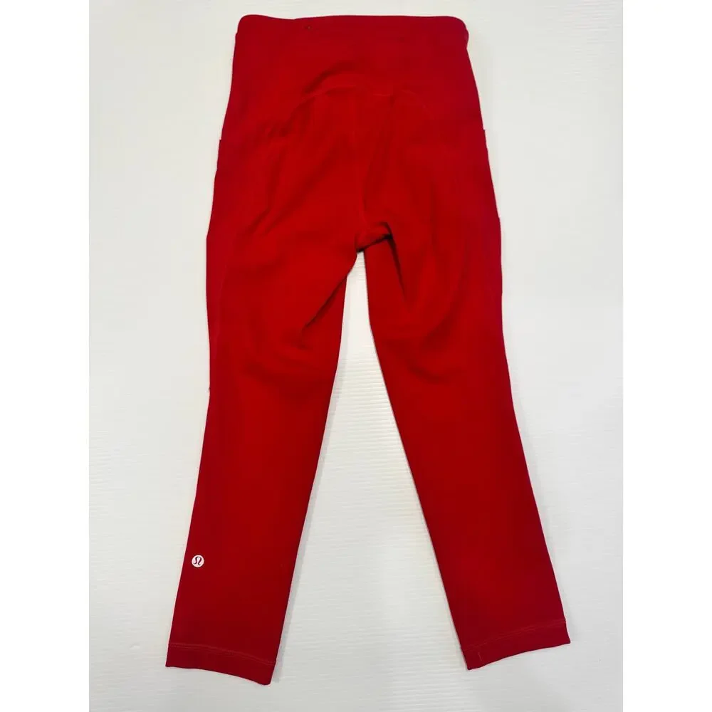 Lululemon Swift Speed High Rise Crop 21" Leggings 2 Dark Red Run Pockets Pilates - Picture 15 of 16
